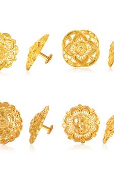 Gold plain Gold-Plated Alloy   Pair Earring