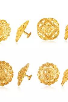 Gold plain Gold-Plated Alloy   Pair Earring