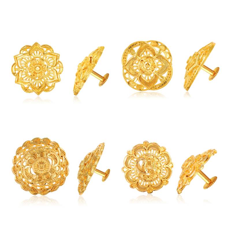 Gold plain Gold-Plated Alloy   Pair Earring