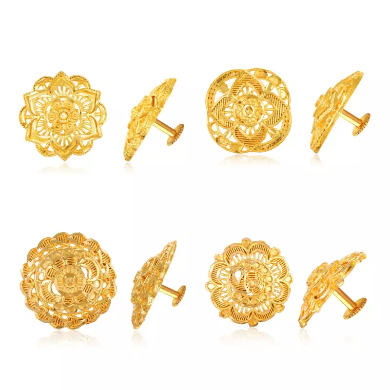 Gold plain Gold-Plated Alloy   Pair Earring