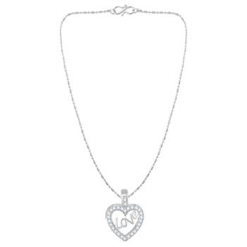 Silver plain Rhodium-Plated Alloy   Pendant   Chain 3