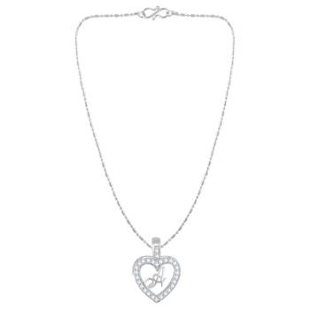 Silver plain Rhodium-Plated Alloy   Pendant   Chain 3