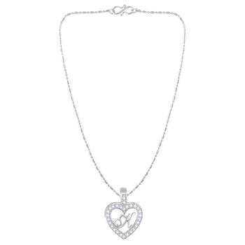 Silver plain Rhodium-Plated Alloy   Pendant   Chain 3