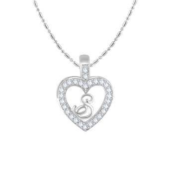 Silver plain Rhodium-Plated Alloy   Pendant   Chain 1