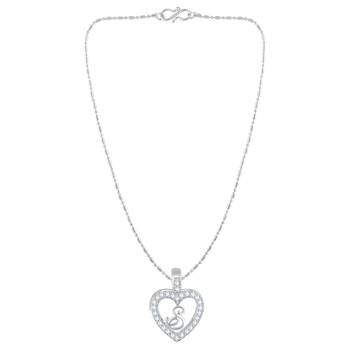 Silver plain Rhodium-Plated Alloy   Pendant   Chain 3