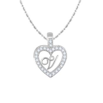 Silver plain Rhodium-Plated Alloy   Pendant   Chain 1