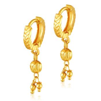 Gold plain Gold-Plated Alloy   Pair EARRING 1