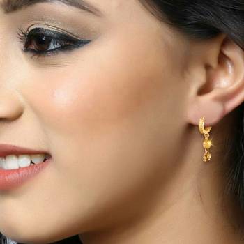 Gold plain Gold-Plated Alloy   Pair EARRING 2