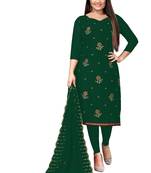 Kimisha Women's Green Georgette Embroidery Work Unstitched Dress Material