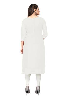 Kimisha Women's White Georgette Embroidery Work Unstitched Dress Material 2