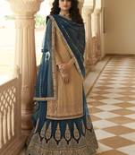Beige embroidered chiffon salwar