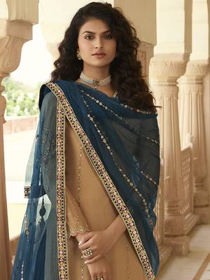 Beige embroidered chiffon salwar 3
