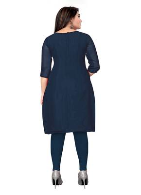Kimisha Women's Teal Blue Georgette Embroidery Diamond Work Unstitched Dress Material 2