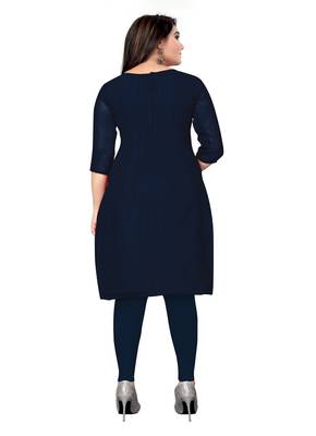 Kimisha Women's Navy Blue Georgette Embroidery Diamond Work Unstitched Dress Material 2