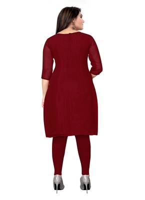 Kimisha Women's Maroon Georgette Embroidery Diamond Work Unstitched Dress Material 2