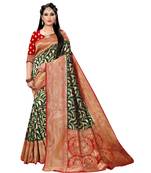 green polyester embroidered saree with blouse