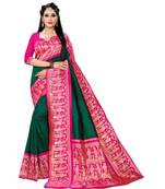 green polyester embroidered saree with blouse