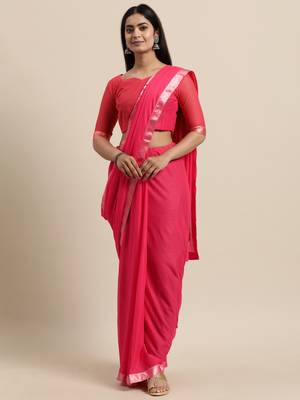 Divaastha Pink Silk Blend Saree With Blouse 1