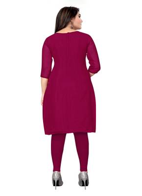 Kimisha Women's Magenta Georgette Embroidery Diamond Work Unstitched Dress Material 2