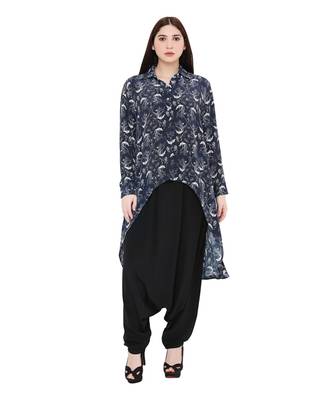 PS Pret by Payal Singhal Navy Colour Printed Crepe Top 1