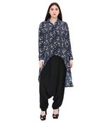 PS Pret by Payal Singhal Navy Colour Printed Crepe Top