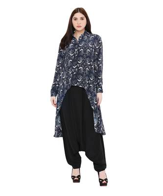 PS Pret by Payal Singhal Navy Colour Printed Crepe Top 2
