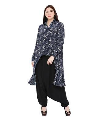 PS Pret by Payal Singhal Navy Colour Printed Crepe Top 3