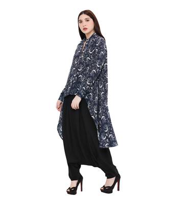 PS Pret by Payal Singhal Navy Colour Printed Crepe Top 4