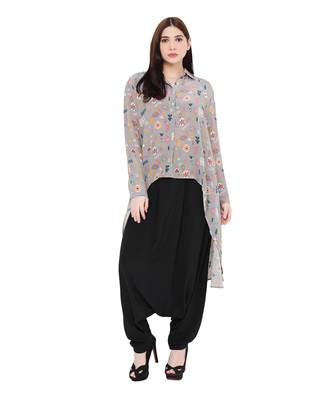 PS Pret by Payal Singhal Grey Colour Printed Crepe Top 2