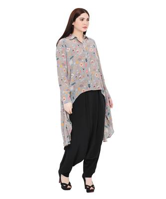 PS Pret by Payal Singhal Grey Colour Printed Crepe Top 4