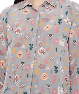 PS Pret by Payal Singhal Grey Colour Printed Crepe Top 6