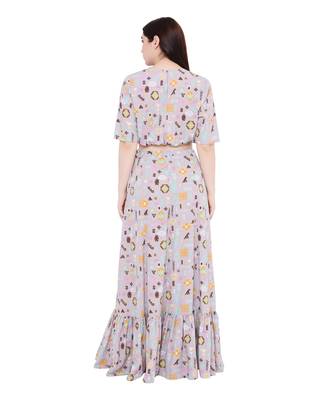 PS Pret by Payal Singhal Lavender Colour Printed Art Crepe Skirt Set 5