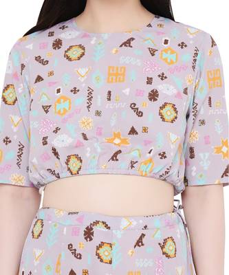PS Pret by Payal Singhal Lavender Colour Printed Art Crepe Skirt Set 6
