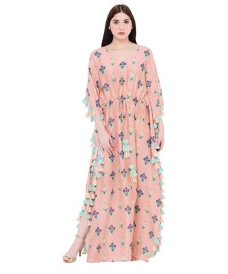 PS Pret by Payal Singhal Coral Colour Printed Silkmul Kaftan 1