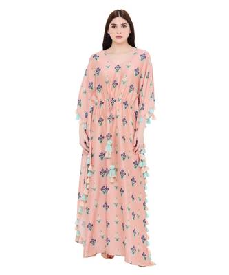 PS Pret by Payal Singhal Coral Colour Printed Silkmul Kaftan 2
