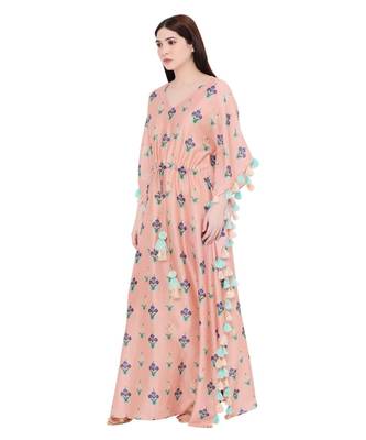 PS Pret by Payal Singhal Coral Colour Printed Silkmul Kaftan 3