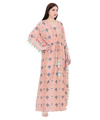 PS Pret by Payal Singhal Coral Colour Printed Silkmul Kaftan 4