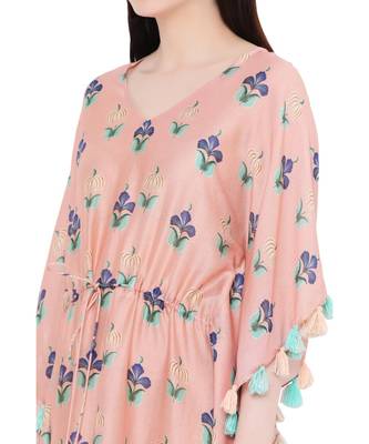 PS Pret by Payal Singhal Coral Colour Printed Silkmul Kaftan 7