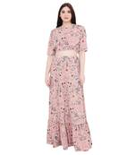 PS Pret by Payal Singhal Peach Colour Printed Art Crepe Skirt Set