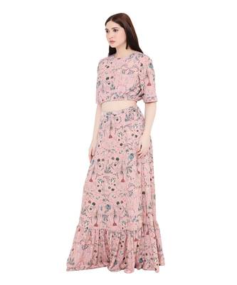 PS Pret by Payal Singhal Peach Colour Printed Art Crepe Skirt Set 3