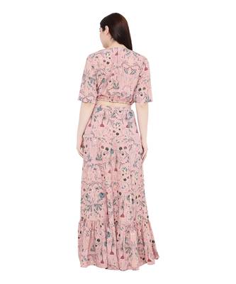 PS Pret by Payal Singhal Peach Colour Printed Art Crepe Skirt Set 5