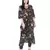 Brown Printed Art Crepe Crop Top and Low Crotch Pant with Attached Printed Art Georgette Drape for Women