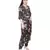 Brown Printed Art Crepe Crop Top and Low Crotch Pant with Attached Printed Art Georgette Drape for Women