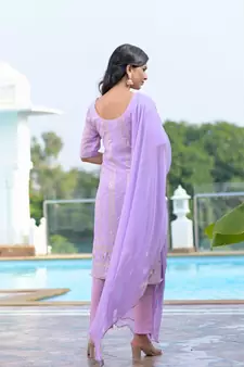 Lavender chikanakri kurti set
