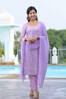 Lavender chikanakri kurti set