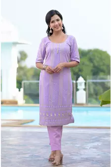 Lavender chikanakri kurti set