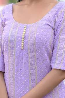Lavender chikanakri kurti set