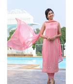 Pink chikankari kurti set