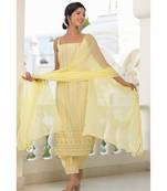 yellow chikankari kurti set