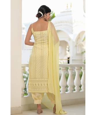 yellow chikankari kurti set 2
